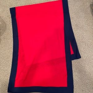 J. McLaughlin cashmere scarf red with navy border